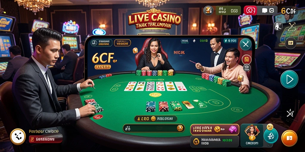 Screenshot gameplay Live Casino dengan suasana mendebarkan dan interaksi langsung.