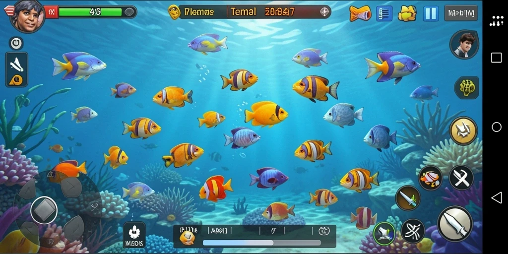 Tampilan gameplay seru dalam API77 saat menembak ikan.