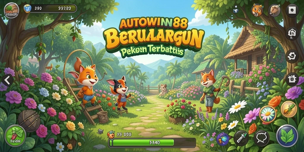Gameplay menarik dari AUTOWIN88 dengan ladang yang subur dan hewan ternak.
