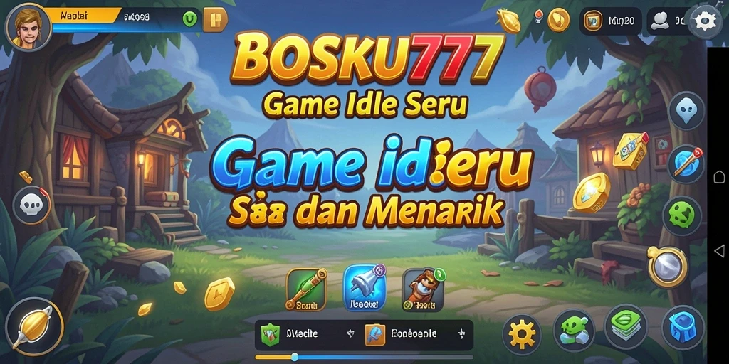 Screenshot permainan BOSKU777 menunjukkan kemajuan kerajaan Idle yang mengesankan.