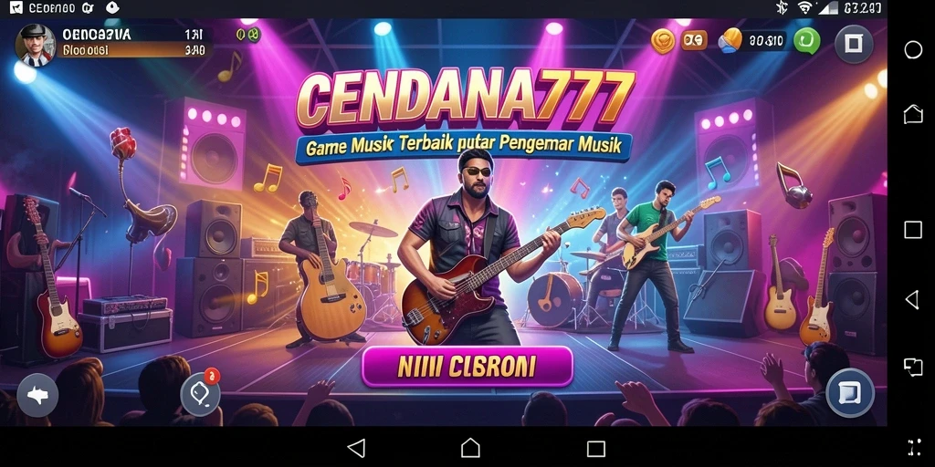 Screenshot utama CENDANA777 menunjukkan gameplay seru dengan lagu-lagu popular.