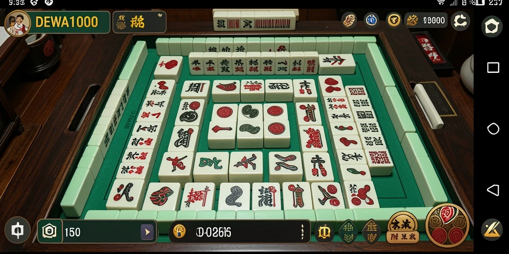 Screenshot DEWA1000 menunjukkan gameplay seru Mahjong.