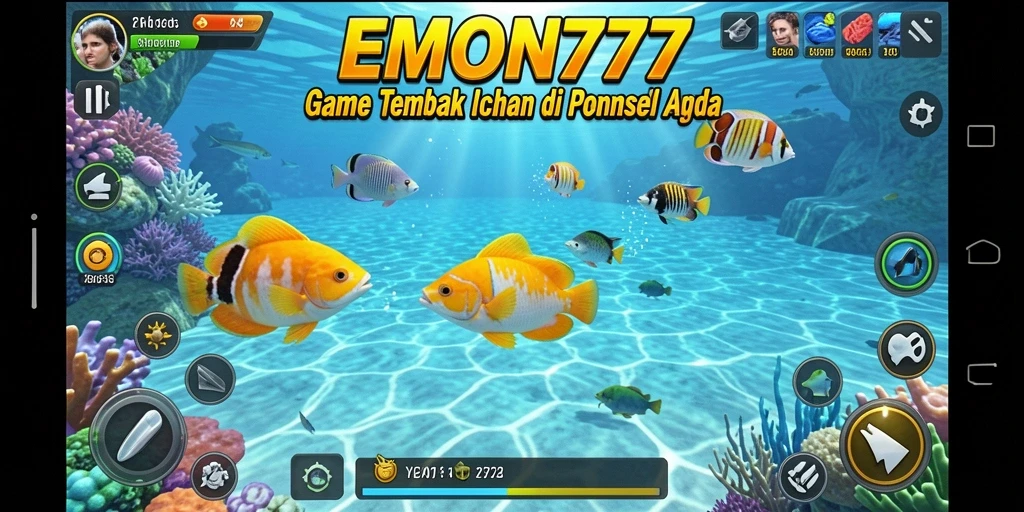 Screenshot gameplay EMON777 memperlihatkan aksi seru menembak ikan.