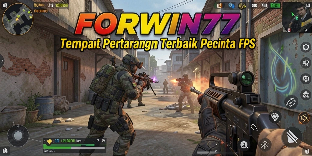 Tampilan gameplay seru dalam FORWIN77 dengan aksi tembak-menembak yang mendebarkan.