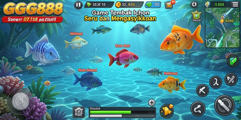 Screenshot menunjukkan aksi seru dalam berburu ikan di GGG888.