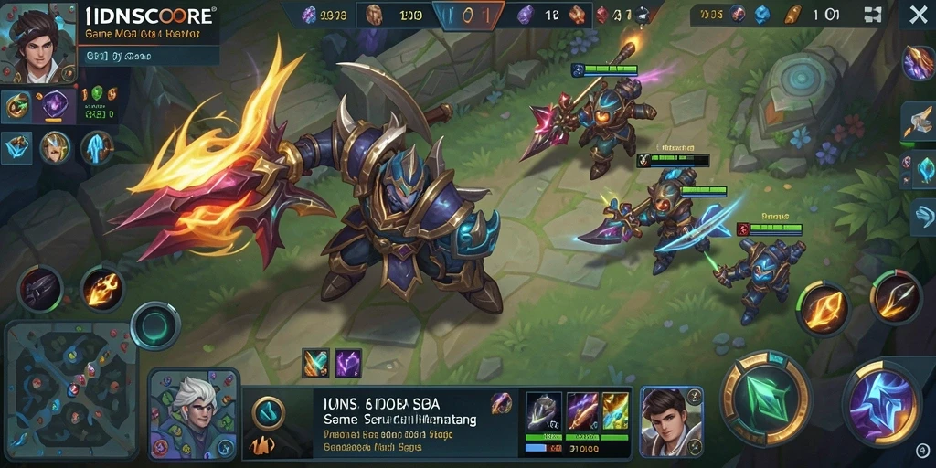 Tampilan seru gameplay dari IDNSCORE dengan pertarungan sengit antar pemain.