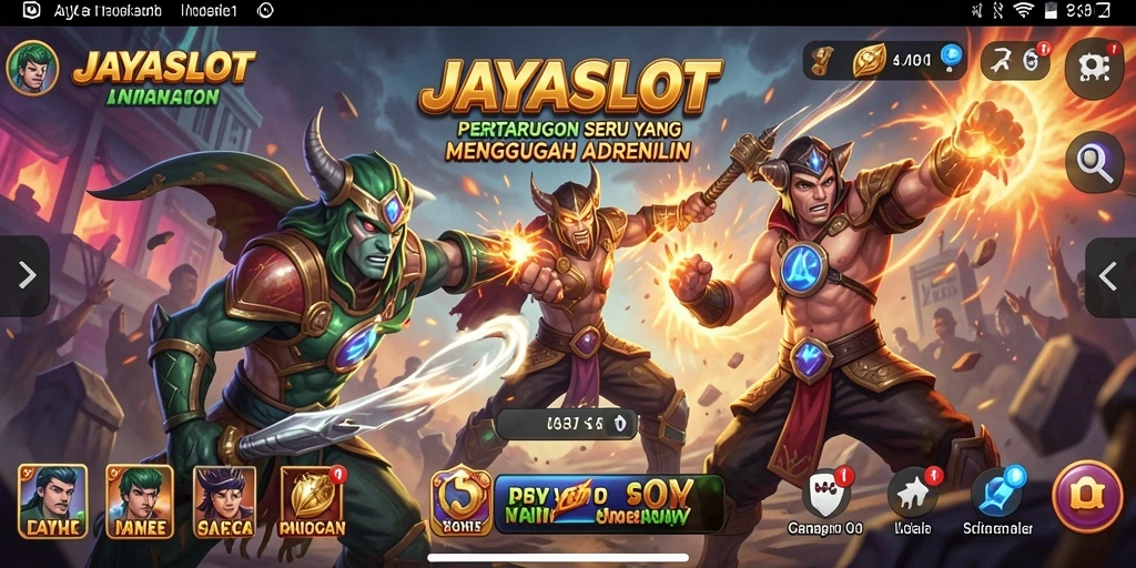 Tampilan aksi pertarungan intens dalam JAYASLOT