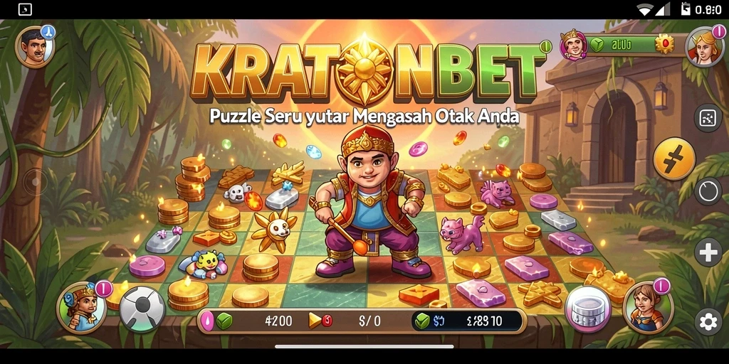 Screenshot utama KRATONBET menampilkan gameplay puzzle yang menarik.