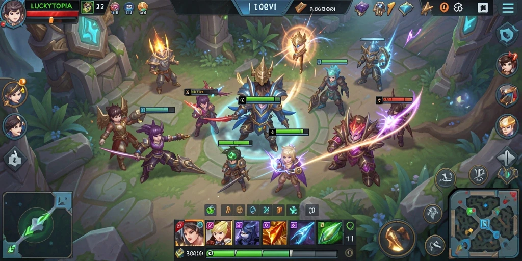Gameplay LUCKYTOPIA menunjukkan strategi dan kolaborasi dalam membangun kerajaan.