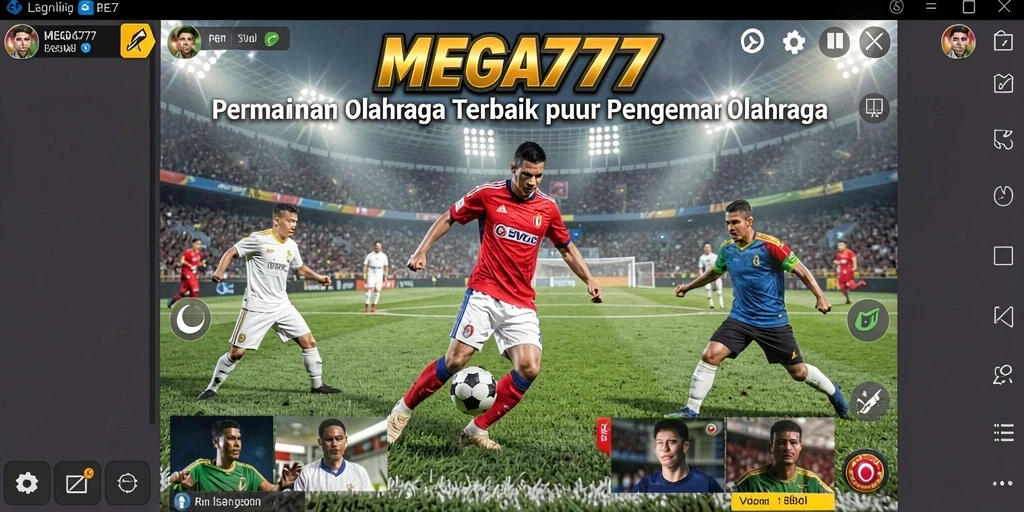 Tangkapan layar utama MEGA777 menampilkan aksi pertandingan olahraga yang seru.
