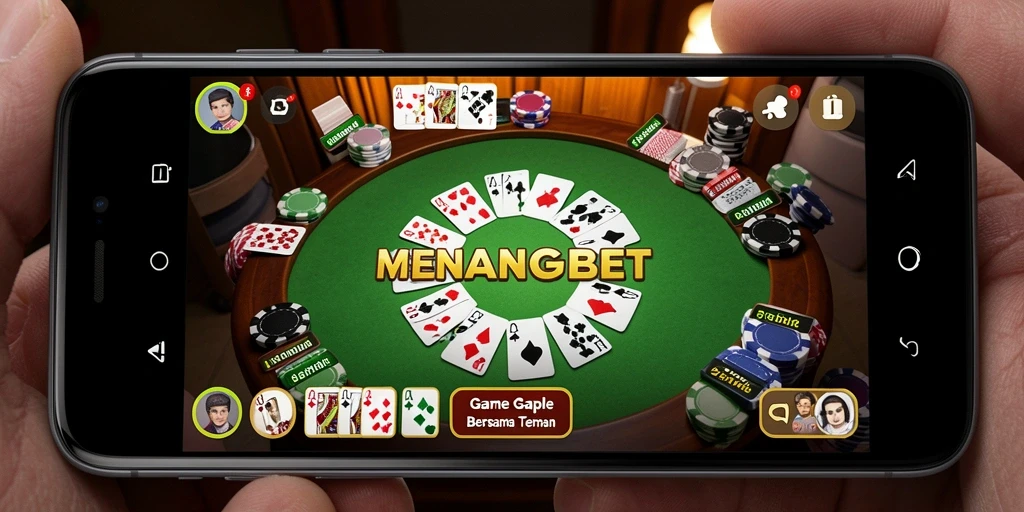 Screenshot MENANGBET menampilkan gameplay Gaple yang seru dan interaktif.
