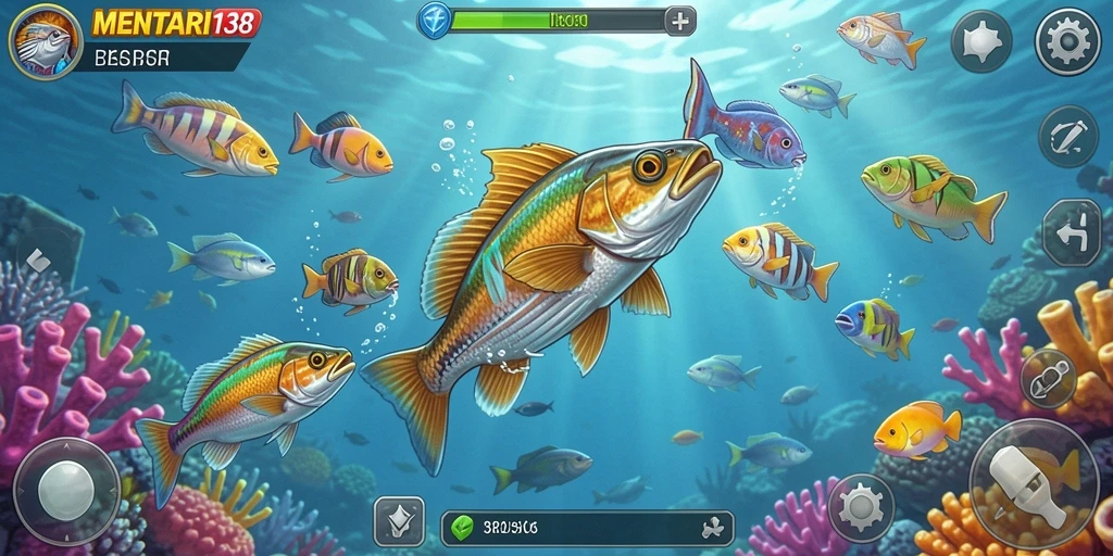 Tampilan gameplay seru dari MENTARI138 dengan penangkapan ikan.