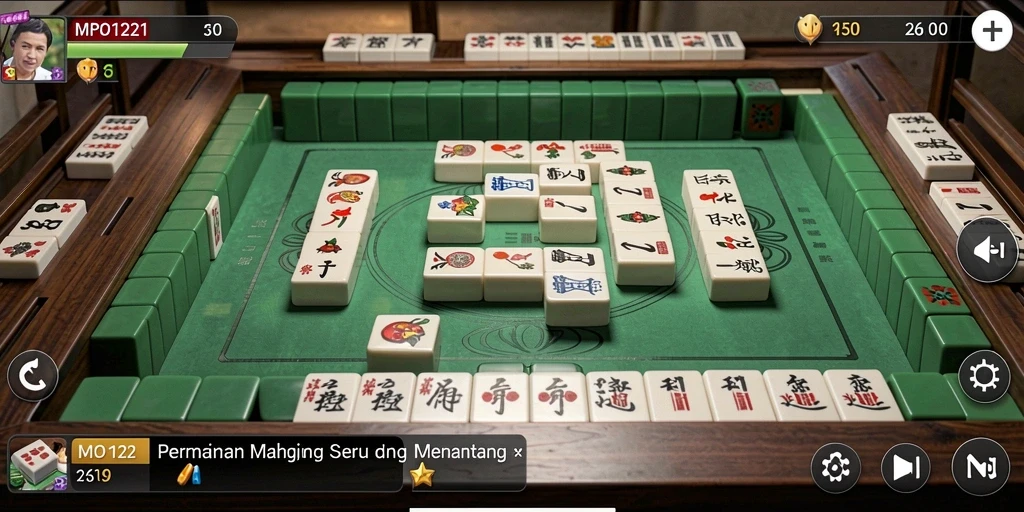 Tampilan gameplay seru dari MPO1221 dengan ubin Mahjong yang cantik.
