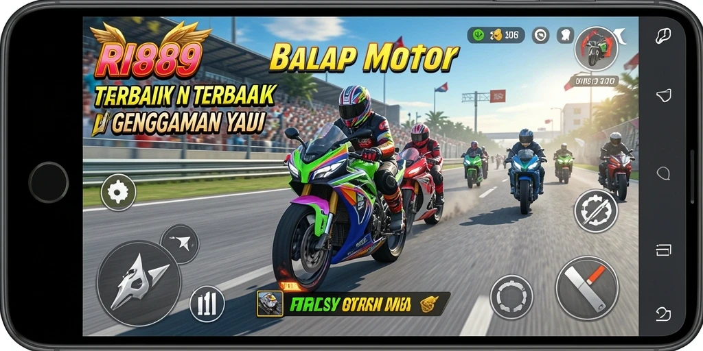 Tampilan menarik dari gameplay balap motor yang mendebarkan.