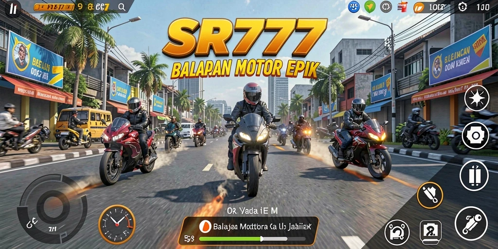 Screenshot menunjukkan aksi balapan motor yang mendebarkan di <strong>SR777</strong>.